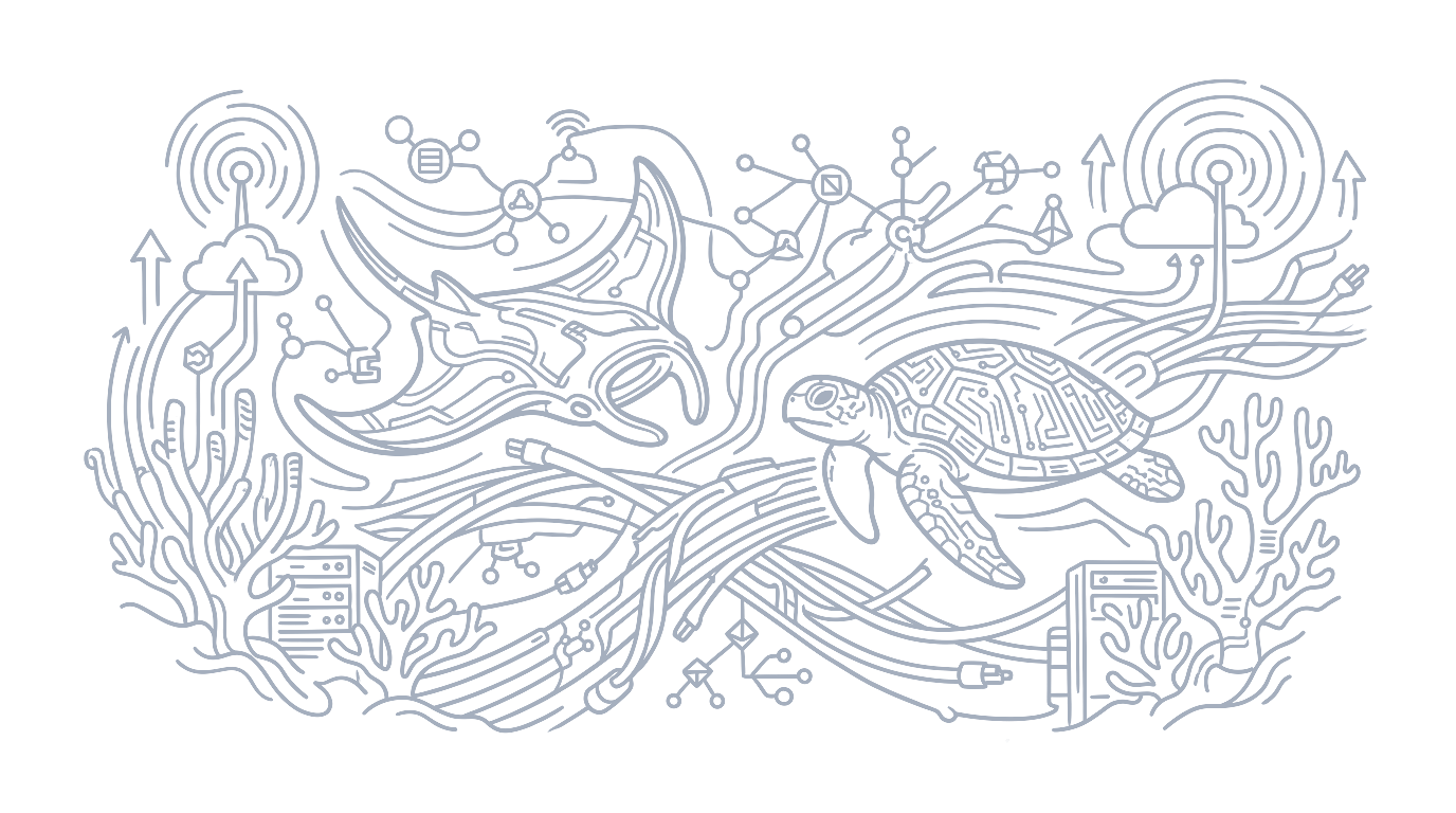 Underwater Neural Network Manta Ray and Turtle Doodle